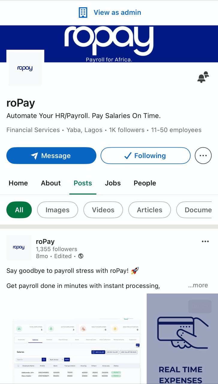 roPay LinkedIn Profile
